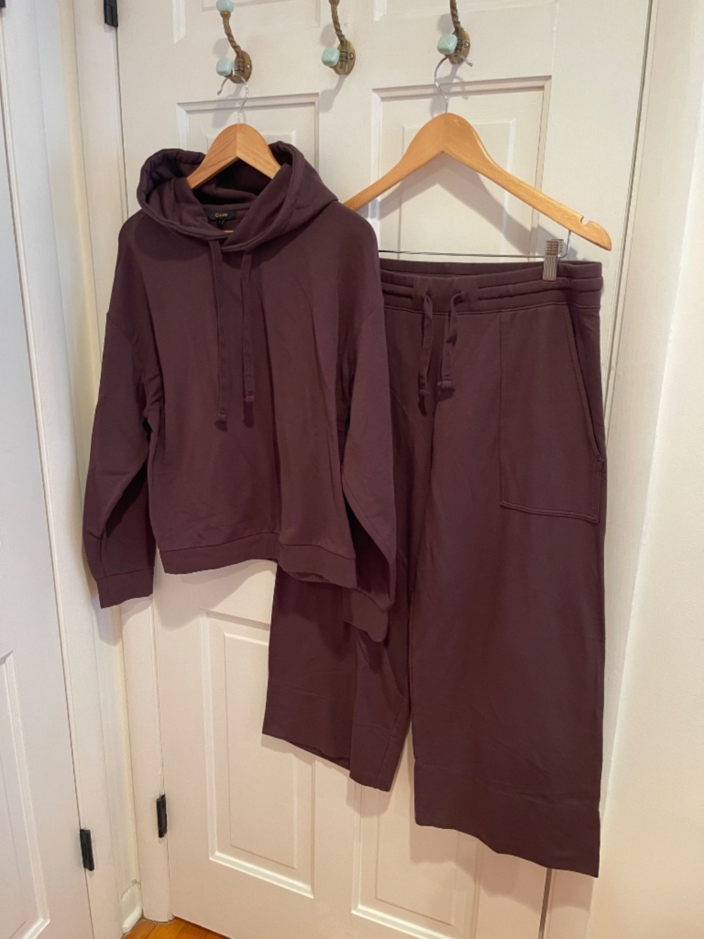 Quince Women's Superset Fleece Hoodie and Crop Pants SET L Dried Fig